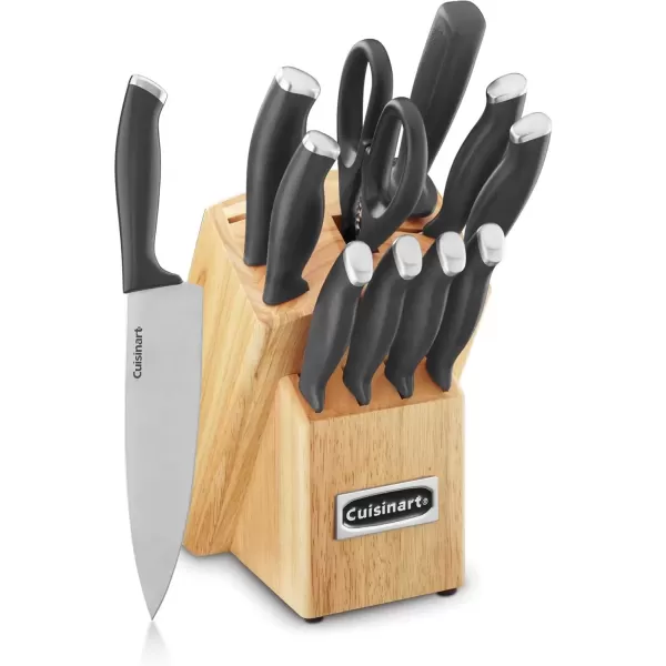 imageCusinart Block Knife Set 12pc Cutlery Knife Set with Steel Blades for Precise Cutting Lightweight Stainless Steel Durable ampamp Dishwasher Safe C77SSW12PBlackStainless Steel
