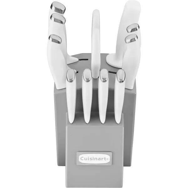imageCusinart Block Knife Set 12pc Cutlery Knife Set with Steel Blades for Precise Cutting Lightweight Stainless Steel Durable ampamp Dishwasher Safe C77SSW12PGreyWhite