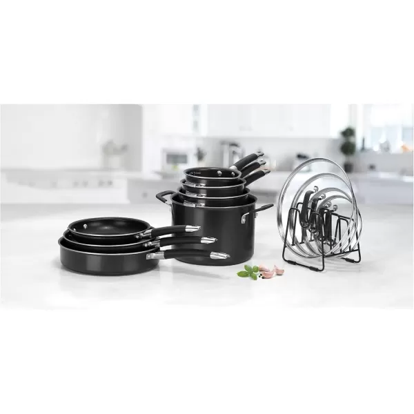 imageCUISINART N5112BK SmartNest Nonstick Aluminum Nesting Cookware Set 12 Piece Black12 Piece