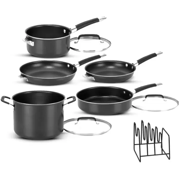 imageCUISINART N5112BK SmartNest Nonstick Aluminum Nesting Cookware Set 12 Piece Black9 pieces