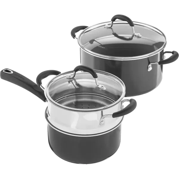imageCuisinart 11Piece Nonstick Cookware Set Ceramica XT Black 73330HBlack wGrey Interior