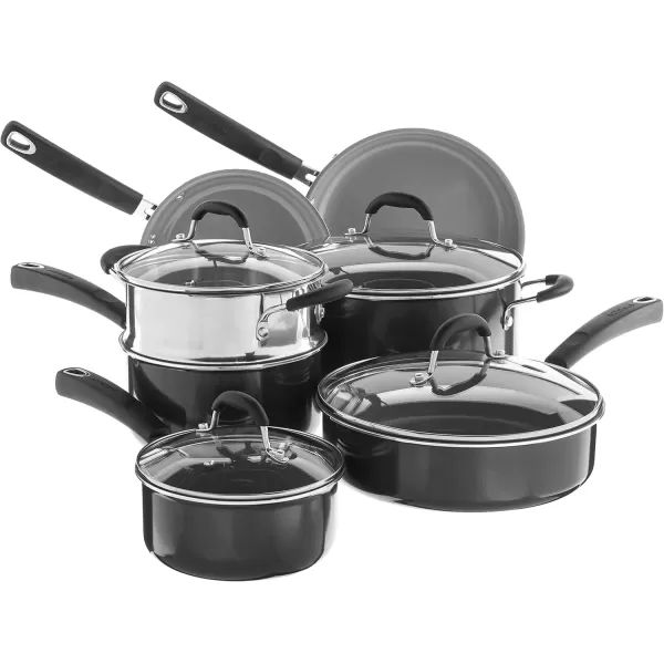 imageCuisinart 11Piece Nonstick Cookware Set Ceramica XT Black 73330HBlack wGrey Interior