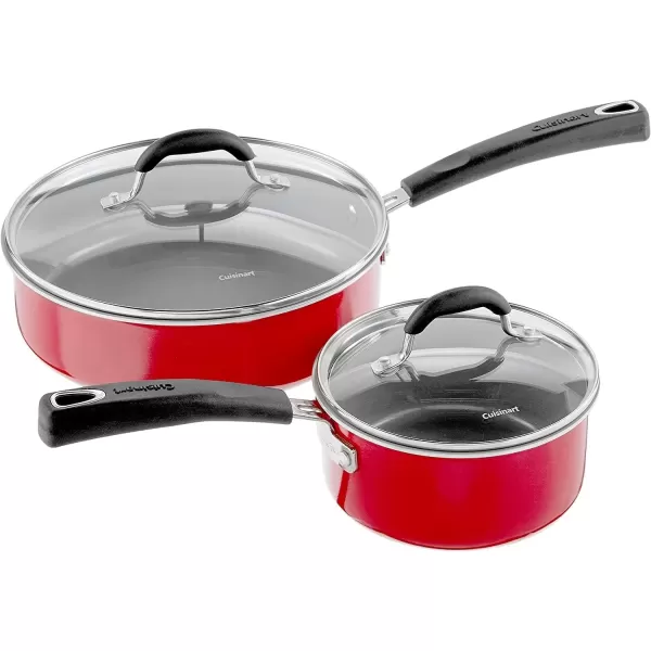 imageCuisinart 11Piece Nonstick Cookware Set Ceramica XT Black 73330HRed wGrey Interior