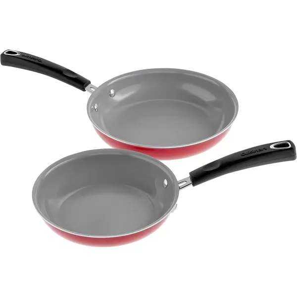 imageCuisinart 11Piece Nonstick Cookware Set Ceramica XT Black 73330HRed wGrey Interior