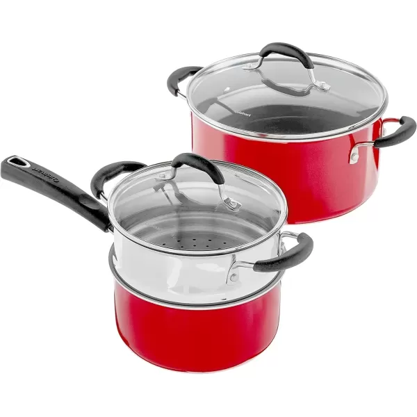 imageCuisinart 11Piece Nonstick Cookware Set Ceramica XT Black 73330HRed wGrey Interior