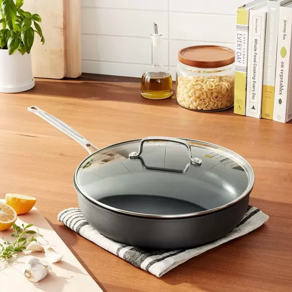 imageCuisinart 12Inch Deep Fry Pan wCover Chefs Classic Nonstick Hard Anodized Collection 62230DFP1Deep Fry Pan wCover