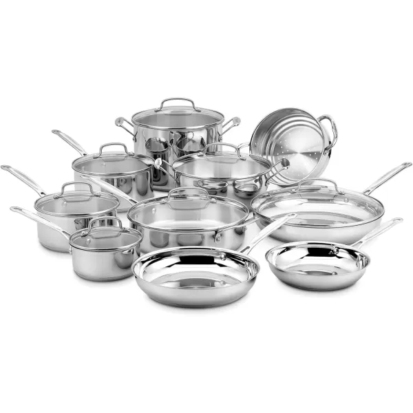 imageCuisinart 17Piece Cookware Set Chefs Classic Steel Collection 7717N