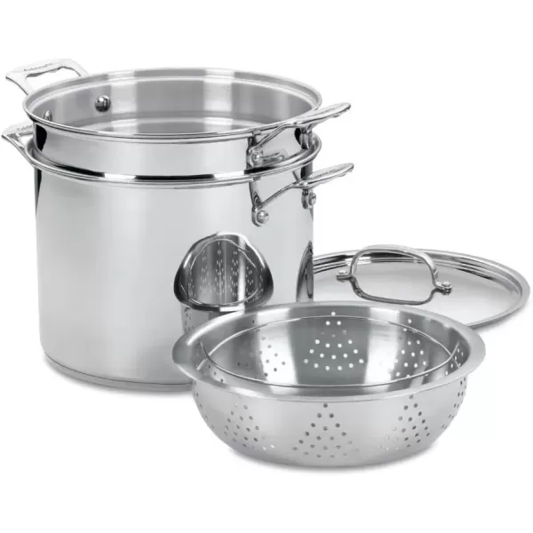 imageCuisinart 4Piece Cookware Set 12 Quarts Chefs Classic Stainless Steel PastaSteamer 77412P112Quart