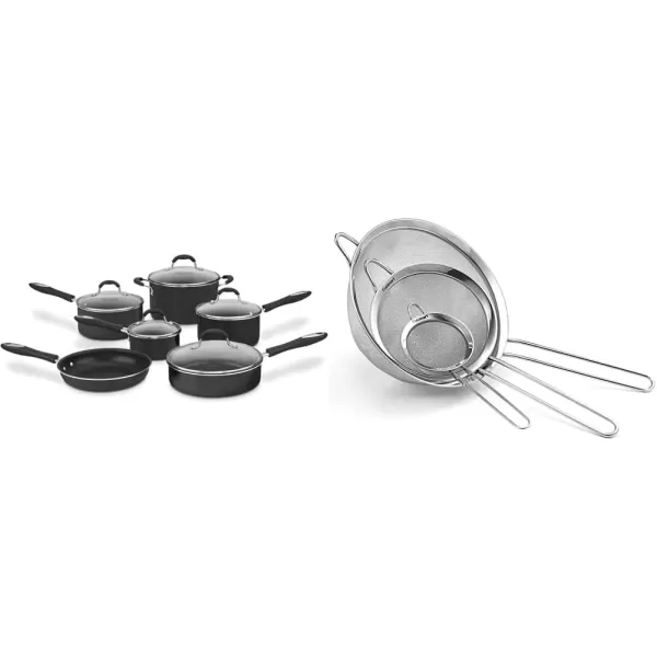 imageCuisinart 5511R 11Piece Set Advantage Nonstick Cookware RedBlack