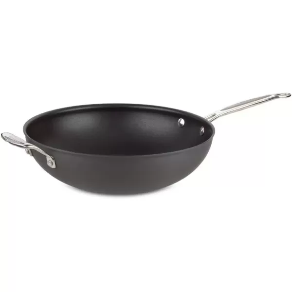 imageCuisinart 62632H Chefs Classic Nonstick Hard Anodized 125Inch Stir Fry Pan BlackStainless SteelStir Fry with Cover  Helper