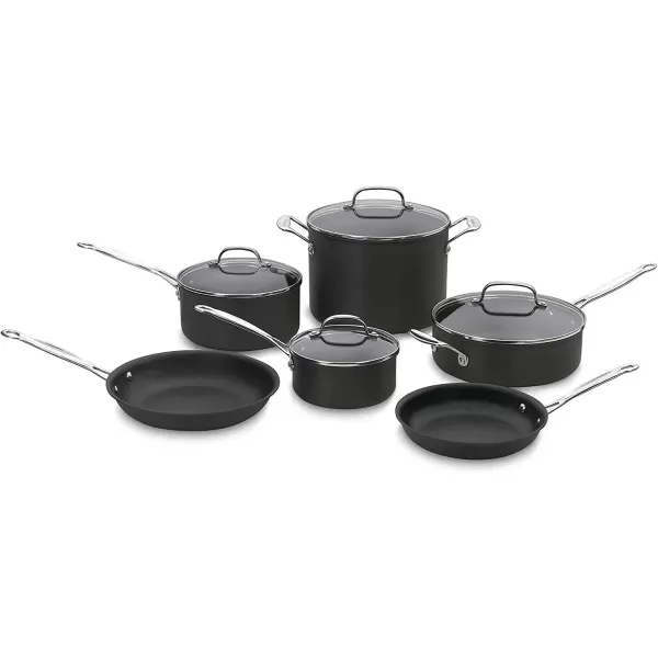 imageCuisinart 6610 Chefs Classic 10Piece Cookware Set NonstickHardAnodized10Piece