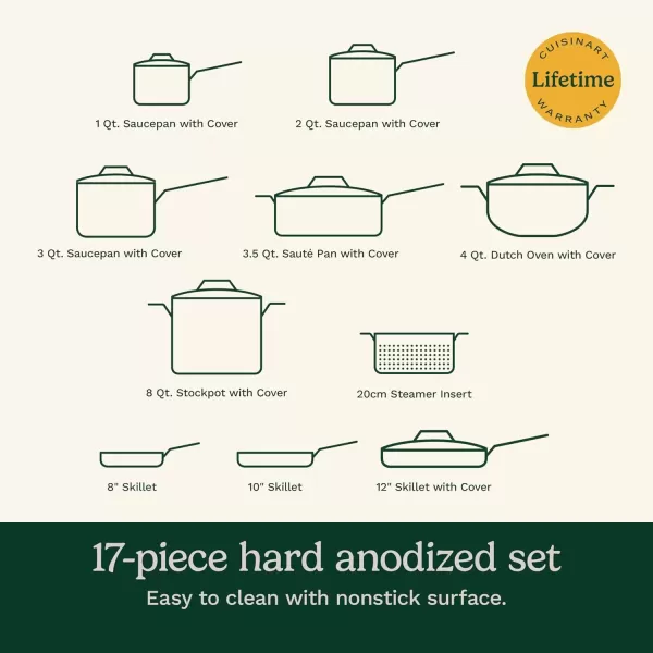 imageCuisinart 6610 Chefs Classic 10Piece Cookware Set NonstickHardAnodized17Piece