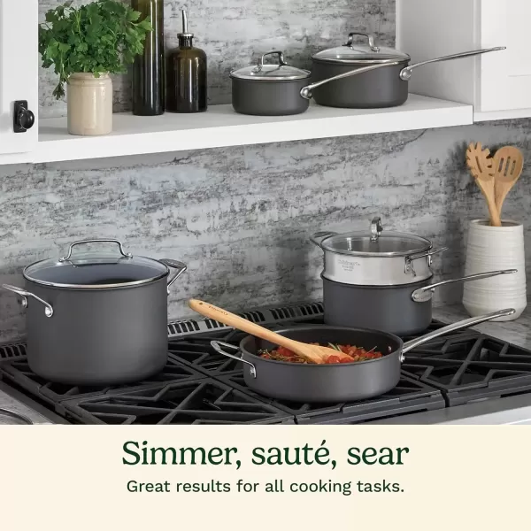 imageCuisinart 6610 Chefs Classic 10Piece Cookware Set NonstickHardAnodized17Piece
