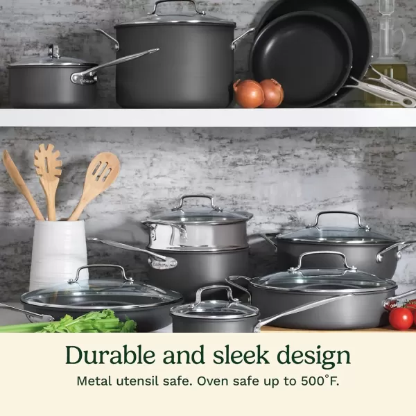 imageCuisinart 6610 Chefs Classic 10Piece Cookware Set NonstickHardAnodized17Piece