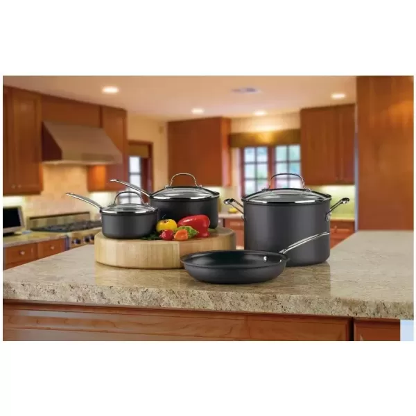imageCuisinart 667P1 Chefs Classic Nonstick HardAnodized 7Piece Cookware Set Black