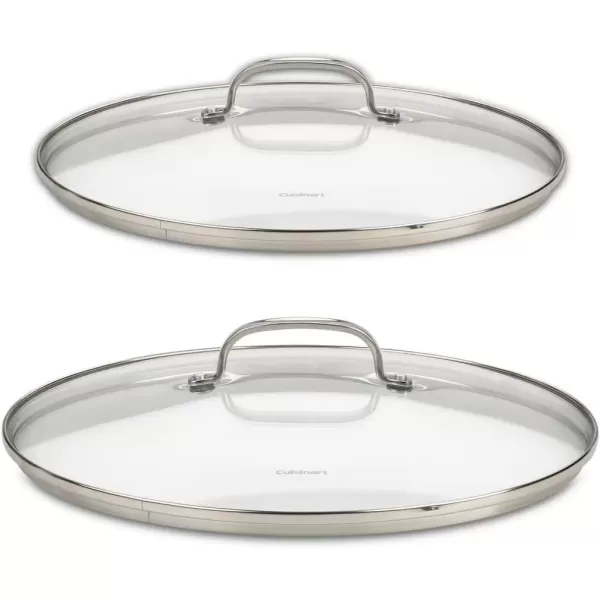 imageCuisinart 712228CG Chefs Classic Stainless 2Piece Glass Lid Set9quot ampamp 11quot Glass covers