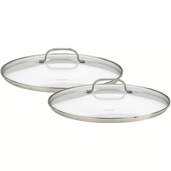 imageCuisinart 712228CG Chefs Classic Stainless 2Piece Glass Lid Set9quot ampamp 11quot Glass covers