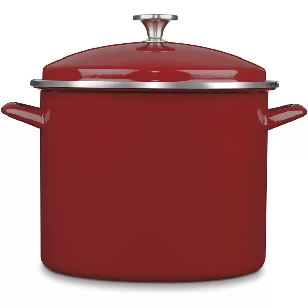 imageCuisinart Chefs Classic Enamel on Steel Stockpot with Cover 12Quart WhiteRed