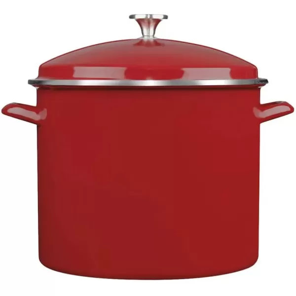 imageCuisinart Chefs Classic Enamel on Steel Stockpot with Cover 12Quart WhiteRed