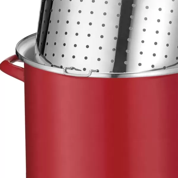 imageCuisinart Chefs Classic Enamel on Steel Stockpot with Cover 12Quart WhiteRed