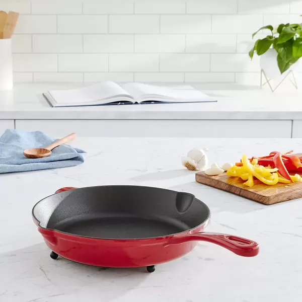 imageCuisinart Chefs Classic Enameled Cast Iron 10Inch Round Fry Pan Cardinal Red