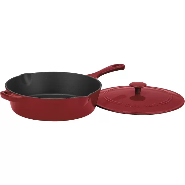 imageCuisinart Chefs Classic Enameled Cast Iron 12Inch Chicken Fryer with Cover Cardinal Red