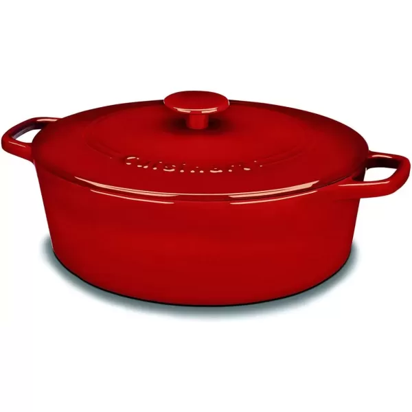 imageCuisinart Chefs Classic Enameled Cast Iron 512Quart Oval Covered Casserole Cardinal Red