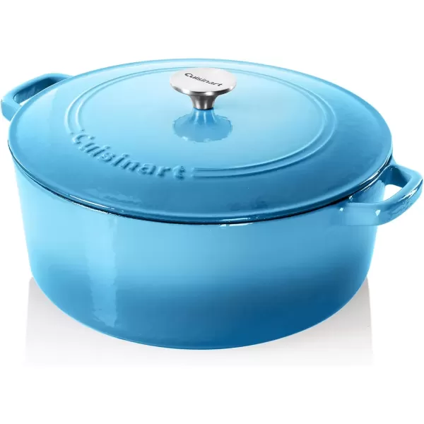 imageCuisinart Chefs Classic Enameled Cast Iron Round Covered Casserole Cardinal Red 7 QuartBlue Gradient