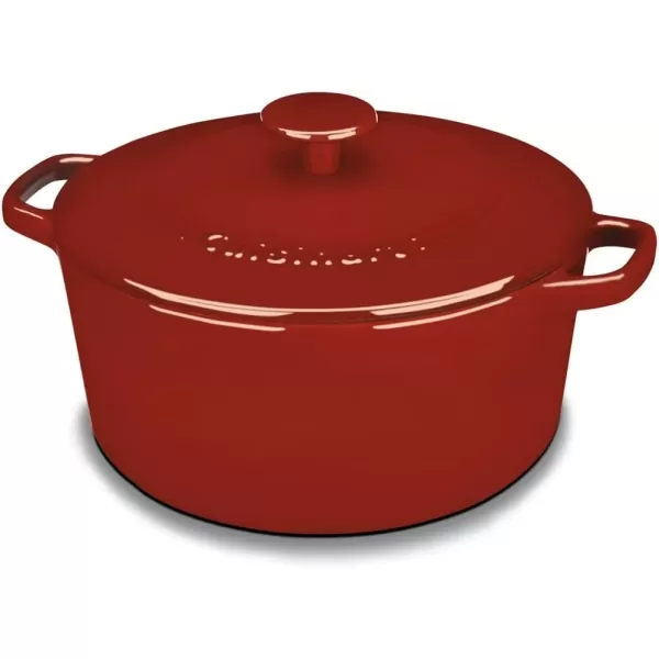 imageCuisinart Chefs Classic Enameled Cast Iron Round Covered Casserole Cardinal Red 7 QuartCardinal Red