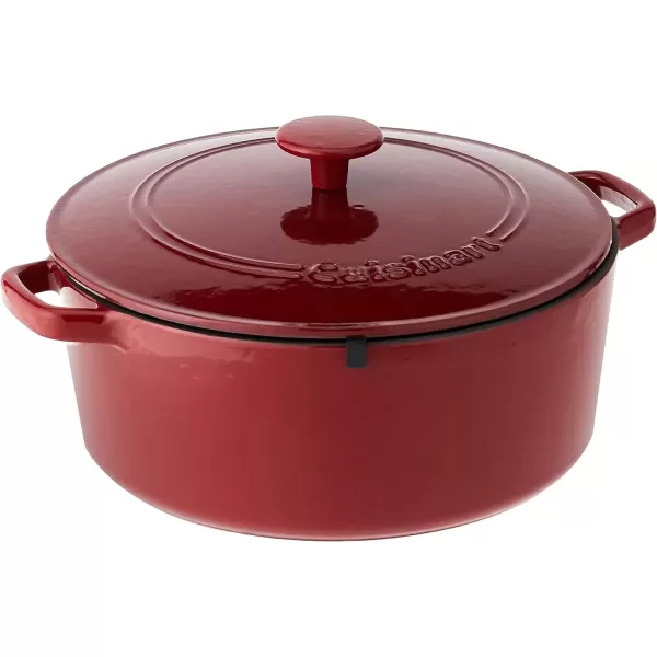 imageCuisinart Chefs Classic Enameled Cast Iron Round Covered Casserole Cardinal Red 7 QuartCardinal Red