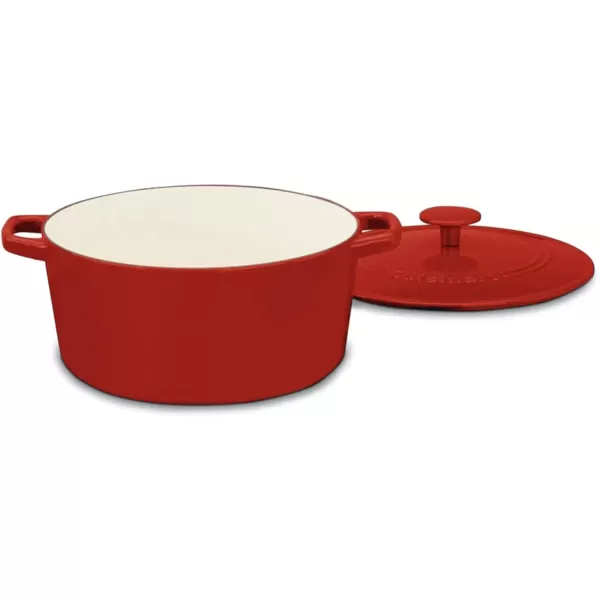 imageCuisinart Chefs Classic Enameled Cast Iron Round Covered Casserole Cardinal Red 7 QuartCardinal Red