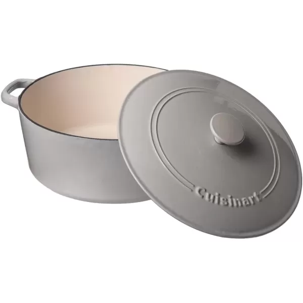 imageCuisinart Chefs Classic Enameled Cast Iron Round Covered Casserole Cardinal Red 7 QuartCool Gray