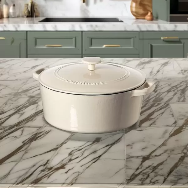 imageCuisinart Chefs Classic Enameled Cast Iron Round Covered Casserole Cardinal Red 7 QuartCream
