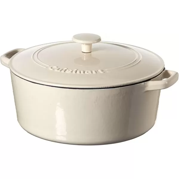 imageCuisinart Chefs Classic Enameled Cast Iron Round Covered Casserole Cardinal Red 7 QuartCream