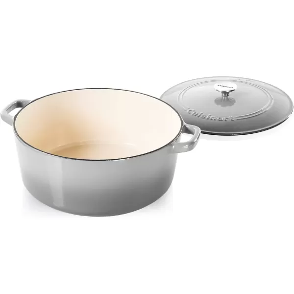 imageCuisinart Chefs Classic Enameled Cast Iron Round Covered Casserole Cardinal Red 7 QuartGrey Gradient