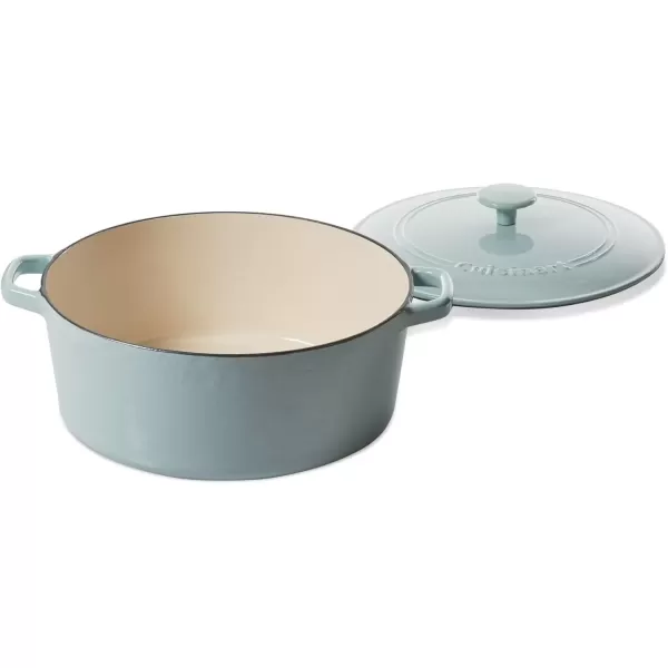 imageCuisinart Chefs Classic Enameled Cast Iron Round Covered Casserole Cardinal Red 7 QuartLight Blue