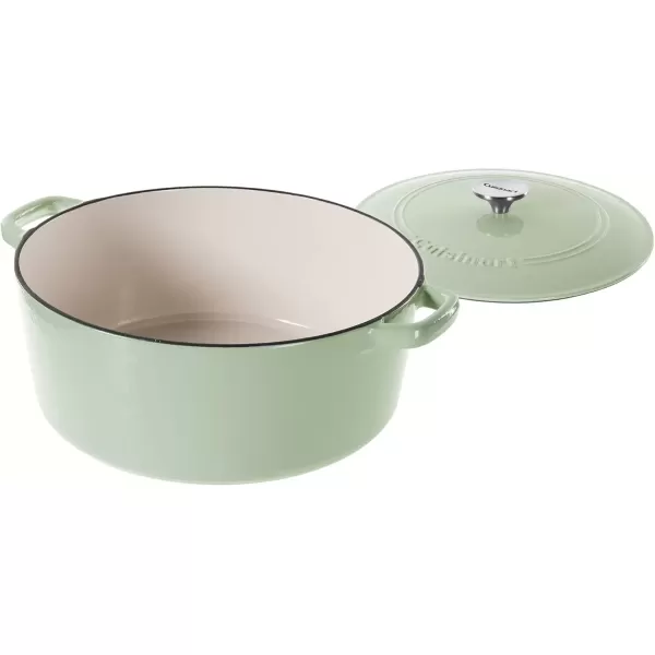 imageCuisinart Chefs Classic Enameled Cast Iron Round Covered Casserole Cardinal Red 7 QuartMint Green