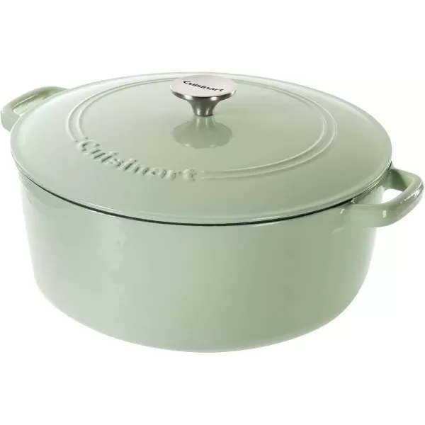 imageCuisinart Chefs Classic Enameled Cast Iron Round Covered Casserole Cardinal Red 7 QuartMint Green