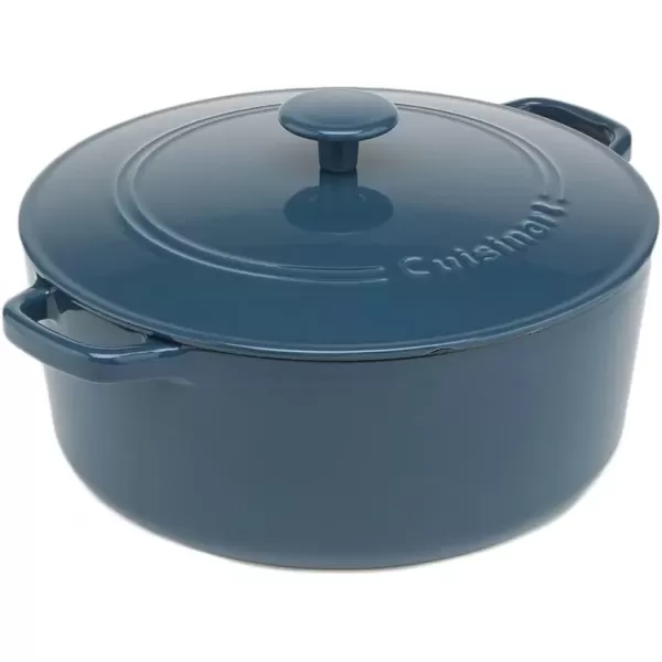 imageCuisinart Chefs Classic Enameled Cast Iron Round Covered Casserole Cardinal Red 7 QuartProvencal Blue