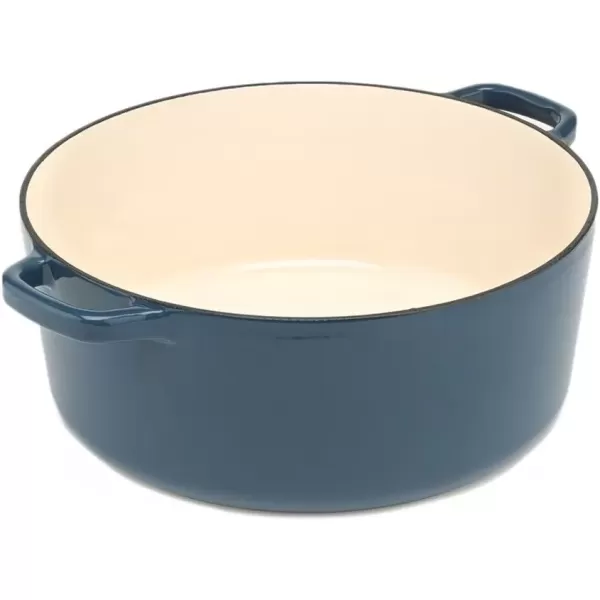 imageCuisinart Chefs Classic Enameled Cast Iron Round Covered Casserole Cardinal Red 7 QuartProvencal Blue