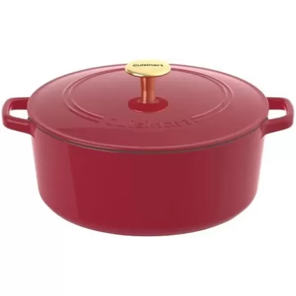 imageCuisinart Chefs Classic Enameled Cast Iron Round Covered Casserole Cardinal Red 7 QuartRed