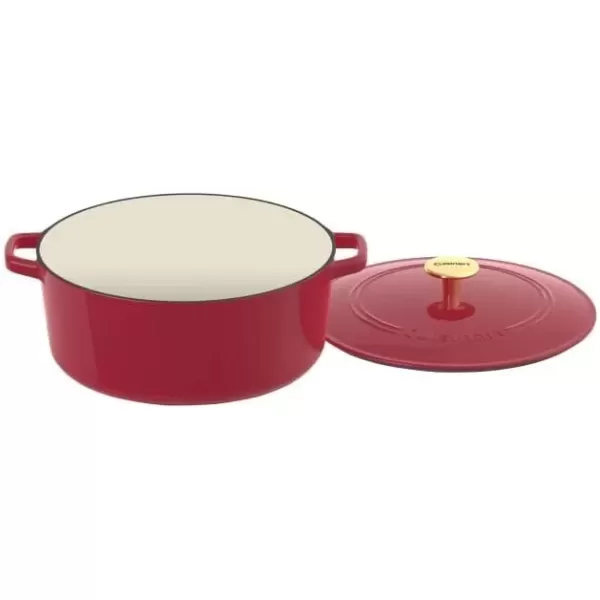 imageCuisinart Chefs Classic Enameled Cast Iron Round Covered Casserole Cardinal Red 7 QuartRed