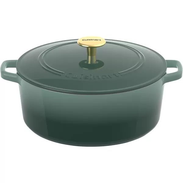 imageCuisinart Chefs Classic Enameled Cast Iron Round Covered Casserole Cardinal Red 7 QuartSeafoam Green