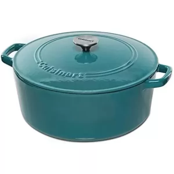 imageCuisinart Chefs Classic Enameled Cast Iron Round Covered Casserole Cardinal Red 7 QuartTeal