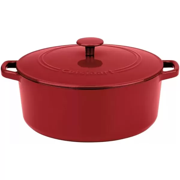imageCuisinart Chefs Classic Enameled Cast Iron Round Covered Casserole Cardinal Red 7 QuartVenice Red