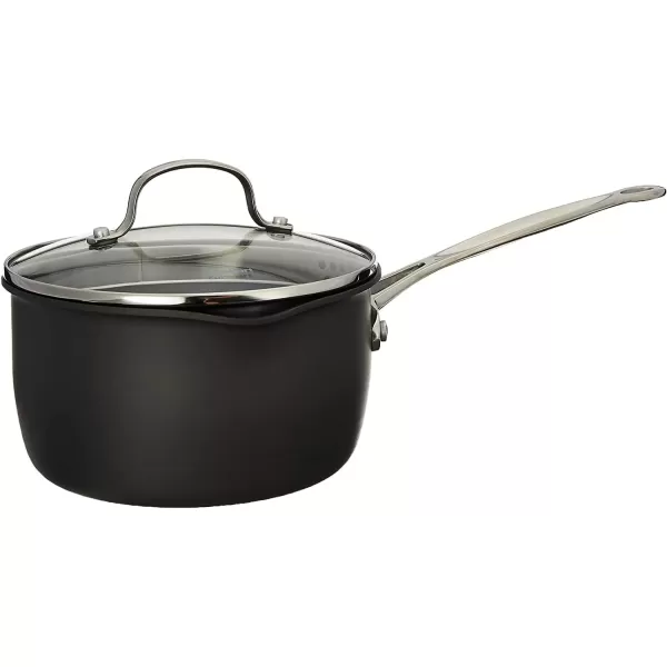 imageCuisinart Chefs Classic Nonstick HardAnodized 15Quart Saucepan with Lid BlackCook and Pour Saucepan wCover