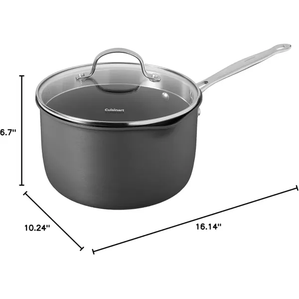 imageCuisinart Chefs Classic Nonstick HardAnodized 15Quart Saucepan with Lid BlackCook and Pour Saucepan wCover