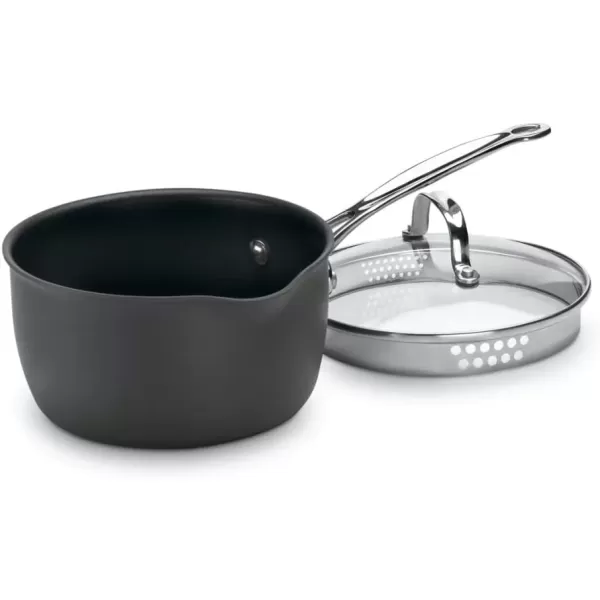 imageCuisinart Chefs Classic Nonstick HardAnodized 15Quart Saucepan with Lid BlackCook and Pour Saucepan wCover
