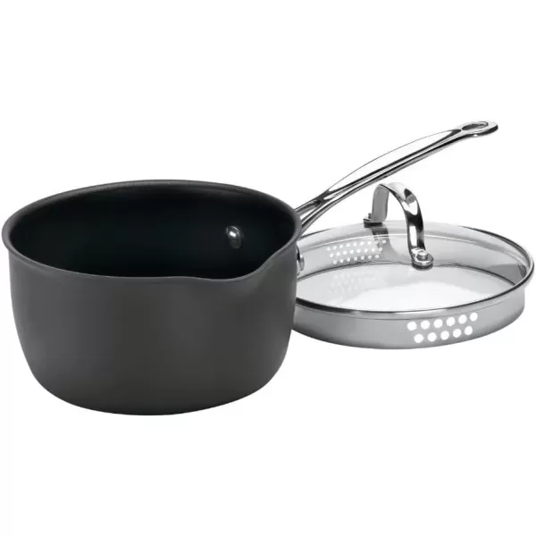 imageCuisinart Chefs Classic Nonstick HardAnodized 15Quart Saucepan with Lid BlackCook and Pour Saucepan wCover