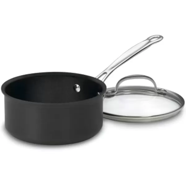 imageCuisinart Chefs Classic Nonstick HardAnodized 15Quart Saucepan with Lid BlackNonStick Hard Anodized
